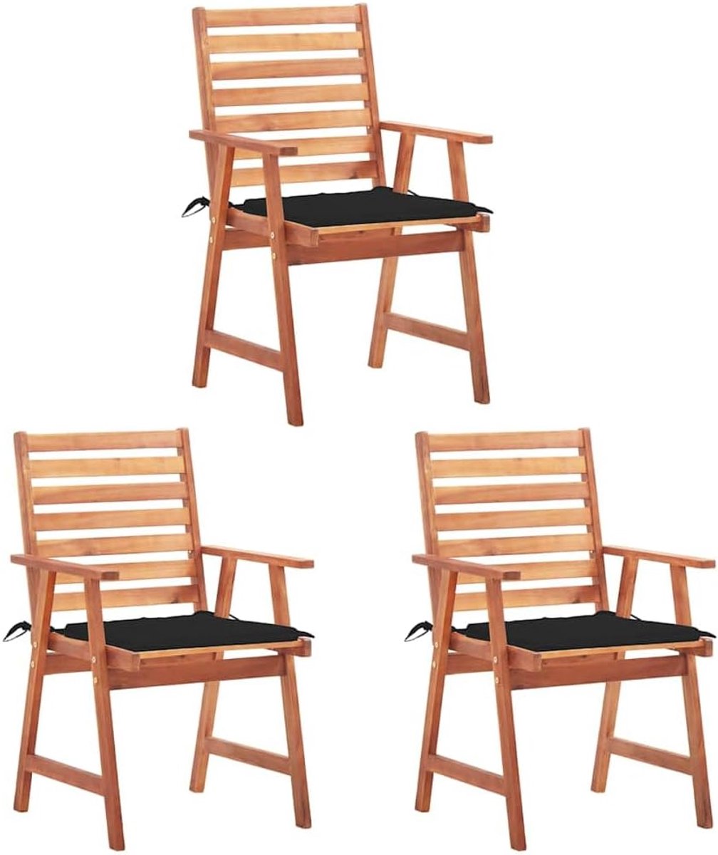 Set van 4 eetkamerstoelen voor buiten, van massief acaciahout, met waterdichte kussens, tuinmeubelen voor terras en binnenplaats, rustiek design met latten en oppervlak