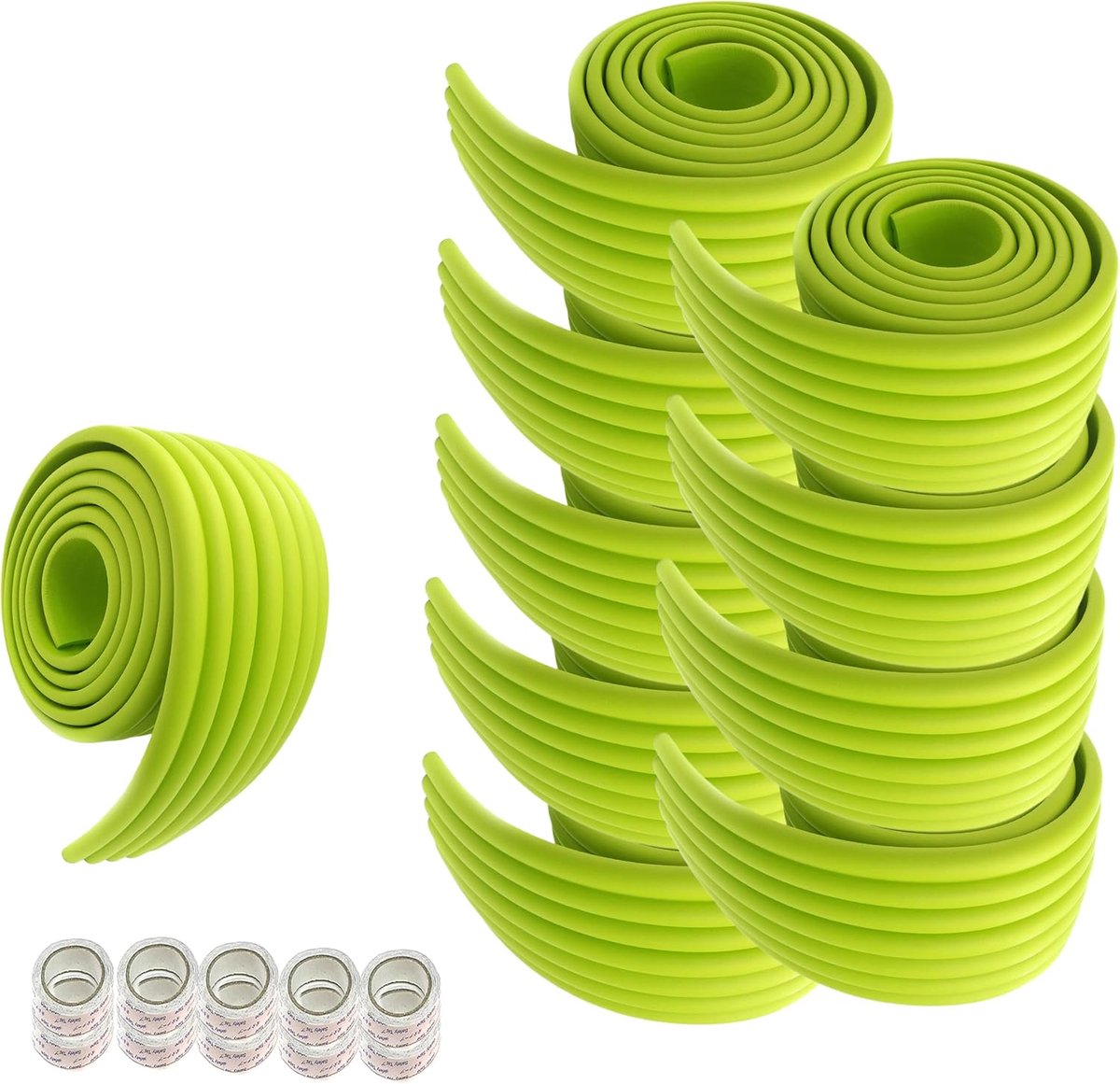Universele zekeringbuffer 20 m x 80 mm, zachte stootbescherming voor baby's en kinderen, sponskussen, kindveilig, zachte bescherming, anti-botsingsbumper, 10 x 2 m, groen