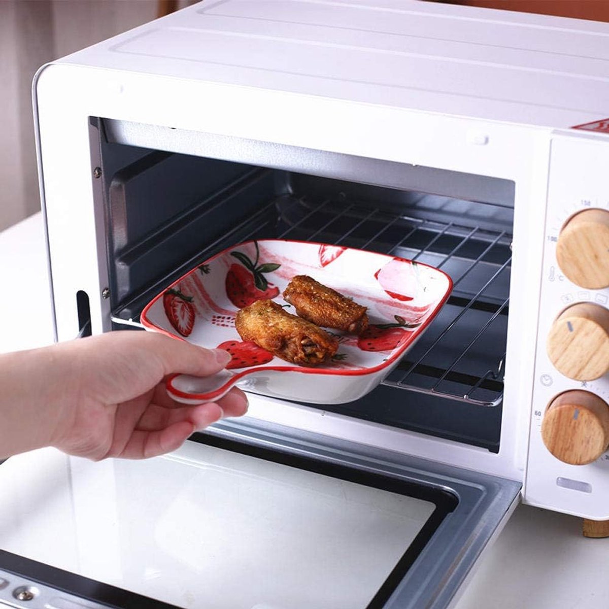 Gebakken Rijst Kom Keramische Oven Fruit Salade Plaat-Rood Een Sectie* 2