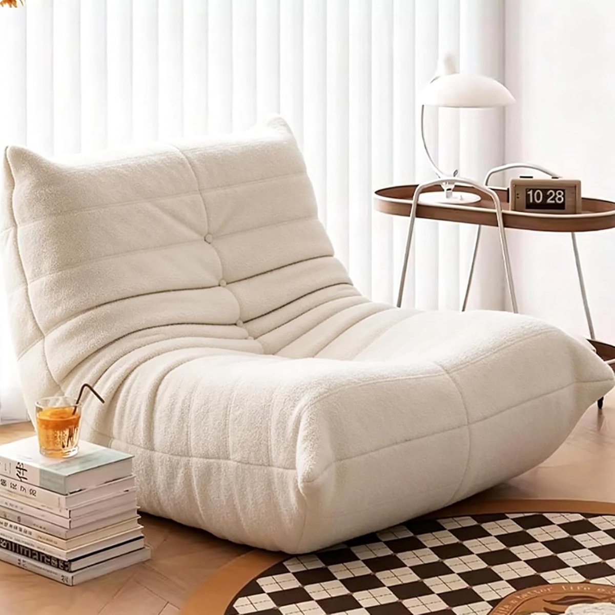 Kaminstoel, Hoekzittingszakken, Comfortabel Lazy-Vloerbank, Loungestoel-Sofa van Schuim met Ergonomisch Ontwerp, Voor Woonkamer, Slaapkamer, Studentenhuis, Salon, Kantoor