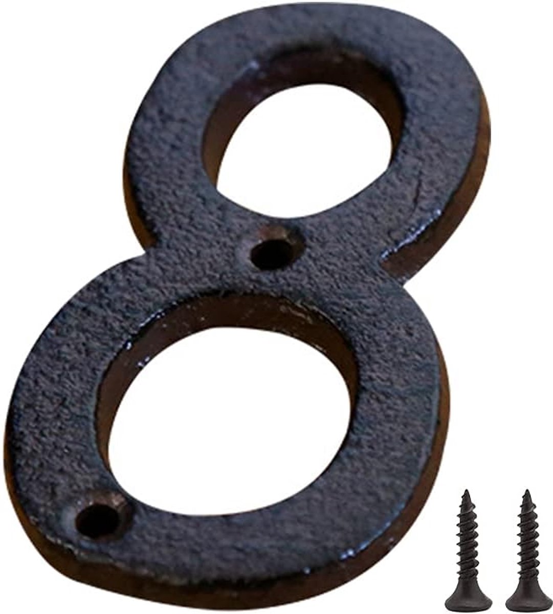 Iron Numbers Rustic Cast Iron Home Address Number Small Metal Numbers Wrought Signs for Home, Street, Door, Mailbox, Fence (number 8)