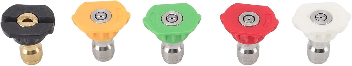 5 STUKS Hogedrukreiniger Tips Set, Quick Connect Power Washer Tips Grote Fan Shape Power Washer Nozzle Rinse Jet Stream Tips Kit, Snel verbindende draaibare koppeling (045)