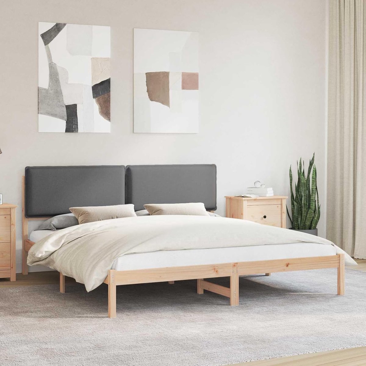 Grenenhout gestoffeerd hoofdeinde modern stedelijk 200 x 200 cm