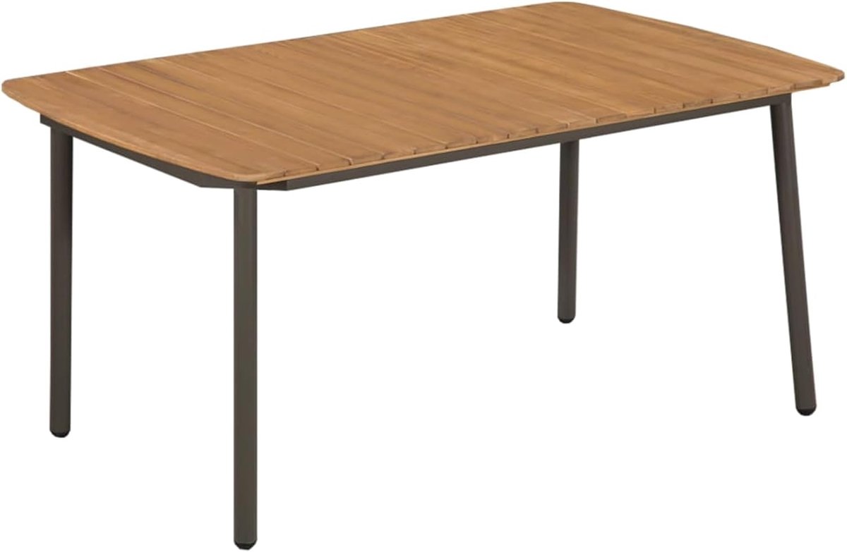 Tuintafel eettafel met roosterdesign voor tuin, terras, eetkamer, rustieke stijl, massief hout acacia en staal, 150 x 90 x 72 cm