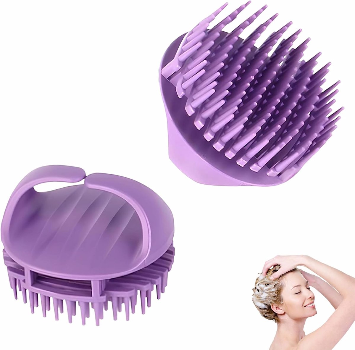 2 stuks massageborstel voor de hoofdhuid, siliconen shampooborstel, zachte haarborstel voor peeling, stimulatie van de haargroei, nat en droog haar, roosreductie