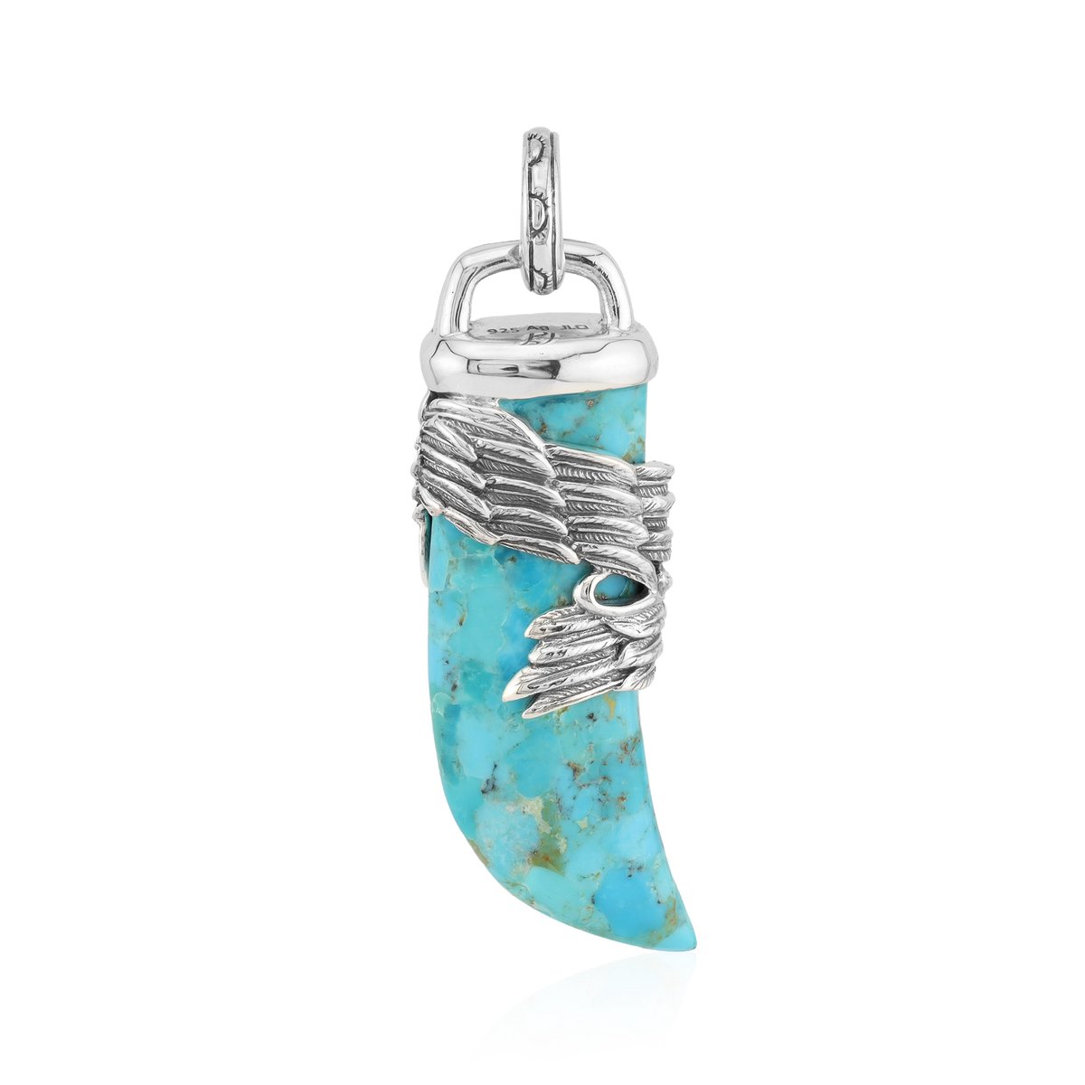 Cavill - Zilveren hanger met 25,11 Ct Blauwe Kingman Mohave Turkoois - 925 Sterling Zilver Geoxideerd - Elegant dames sieraad