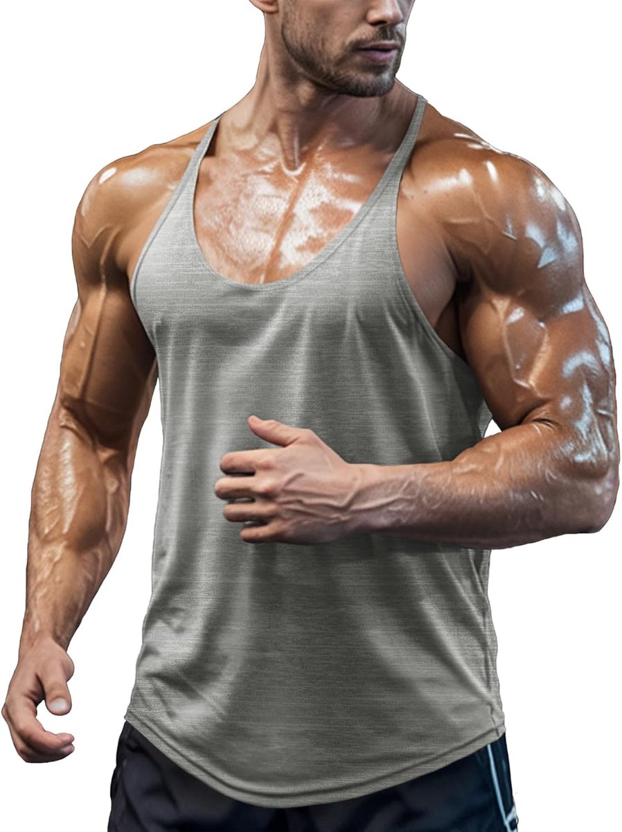 Tanktop voor heren, sportschool, mouwloos, voor training, bodybuilding
