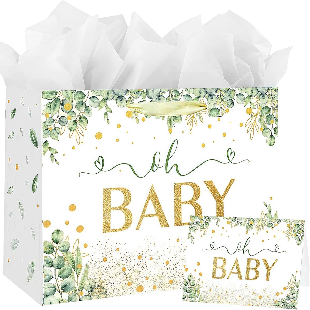 geschenktas, 33 cm x 12 cm x 26 cm, luxe cadeauzak voor baby's met cadeaukaart en zijdepapier, feestzakjes voor geschenken, grote verjaardagscadeauzakjes voor haar