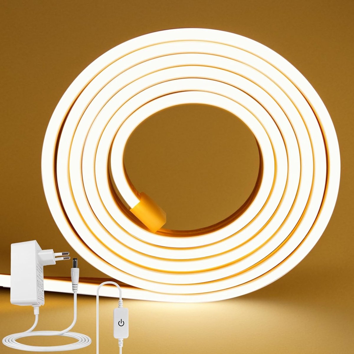 Ledstrip, 10 m, warmwit, 3000 K, echte siliconen, flexibel