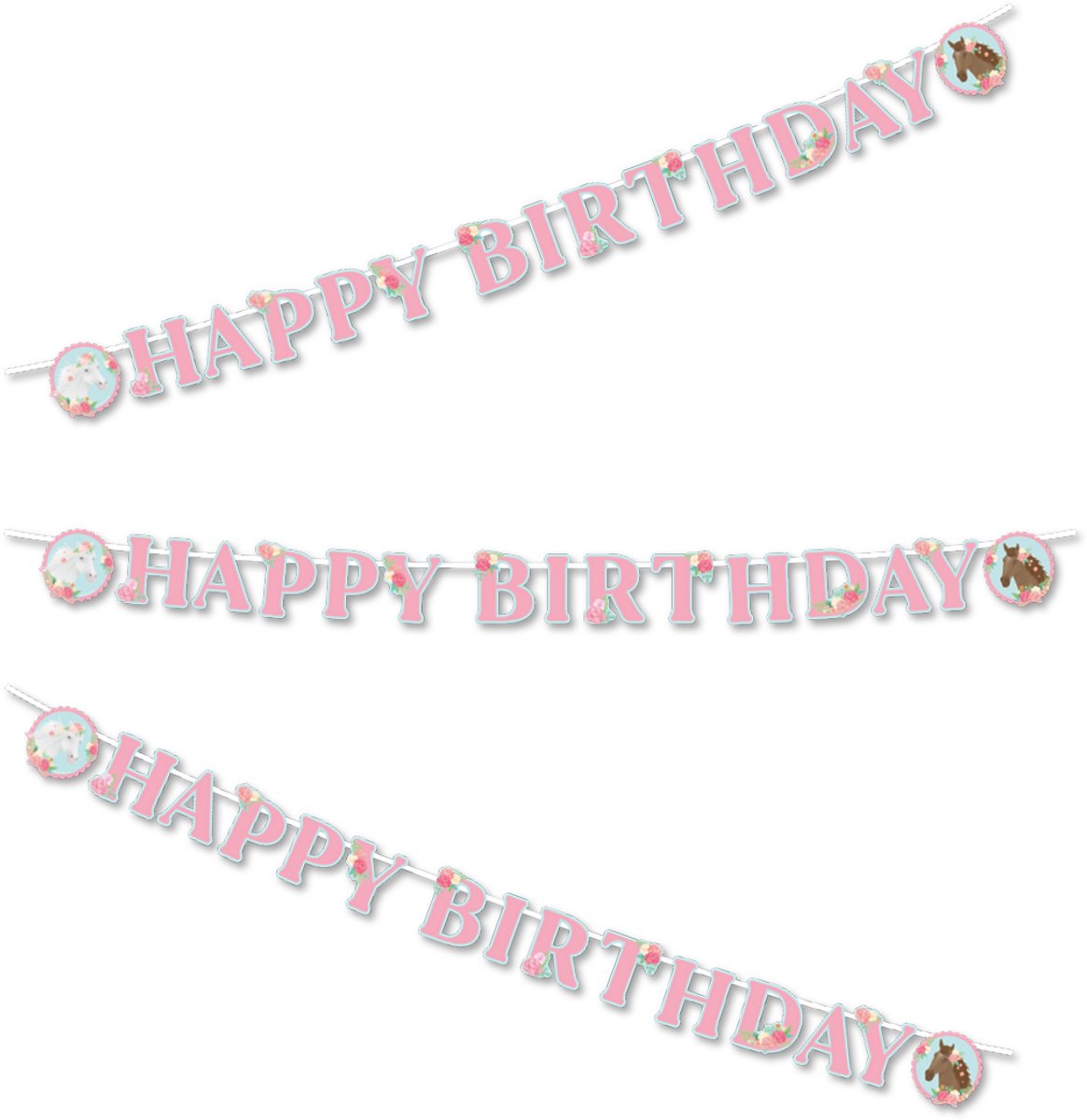 LUQ – Paarden Kinderfeestje Slinger – 3m – Luxe Horse Party Birthday Decoratie – Verjaardag Versiering – Direct Ophangen