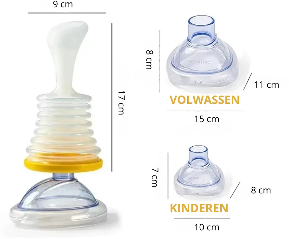Anti-Verslik Apparaat EHBO – Levensreddend Hulpmiddel bij Verstikking & Verslikking – Voor Baby, Kind & Volwassene – Herbruikbaar Zuigsysteem – Direct Luchtweg Vrijmaken met Maskers — cadeau in Cadeau-ideeën - foto 2
