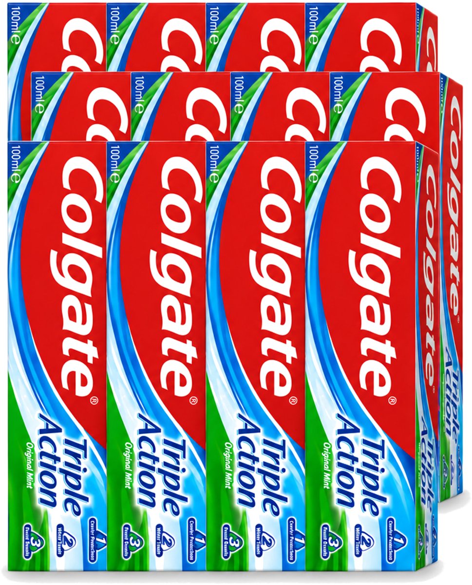 12 x Colgate - Triple Action - Original Mint - Tandpasta - 100ml - Voordeelverpakking - 12 stuks