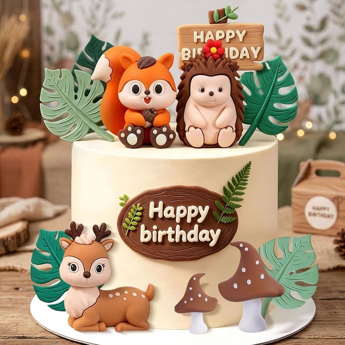 woodland dieren cake topper jungle safari verjaardag decoratie