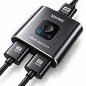 Sounix Bi-Directional HDMI Switch - HDMI Splitter - 4k@60Hz - HDMI Switch 2 Poorts - 2 In 1 Uit / 1 in 2 uit - Aluminium - Zwart