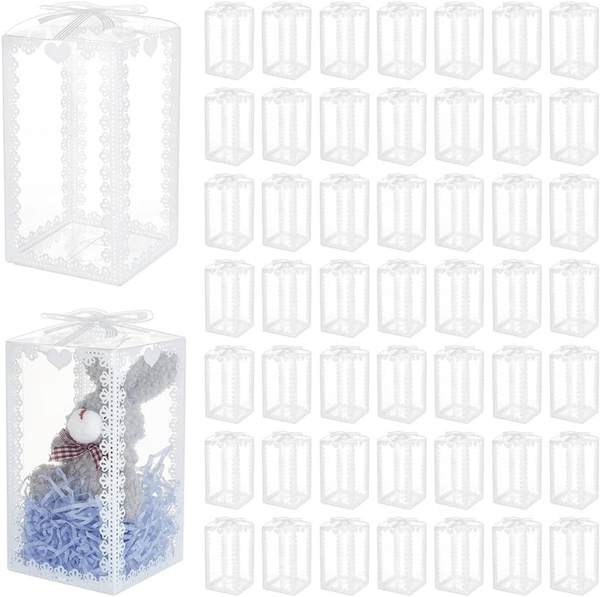 50 Stuks Transparante PVC Favor Dozen 8 x 8 x 15 cm voor Trouwen, Feestjes en Cadeaus, Perfect voor Snoep en Chocolade