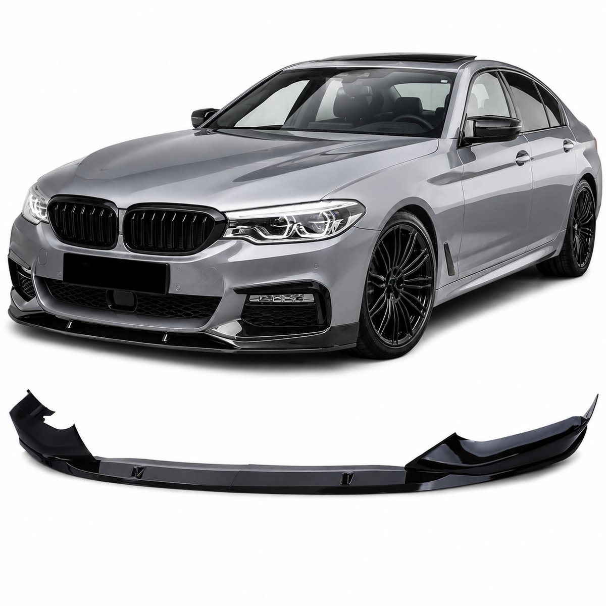 Frontlip Geschikt voor BMW 5 Serie G30 G31 2016-2020 M Sport – Hoogglans Zwart