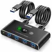 Sounix USB 3.0 Switch - KVM-Switch - 2 PC's delen 4 x USB 3.0 poorten - Aluminum - USB 3.0 Switch 4 USB Apparaten aansluiten op 2 Computers/Laptops KVM Switch - Zwart