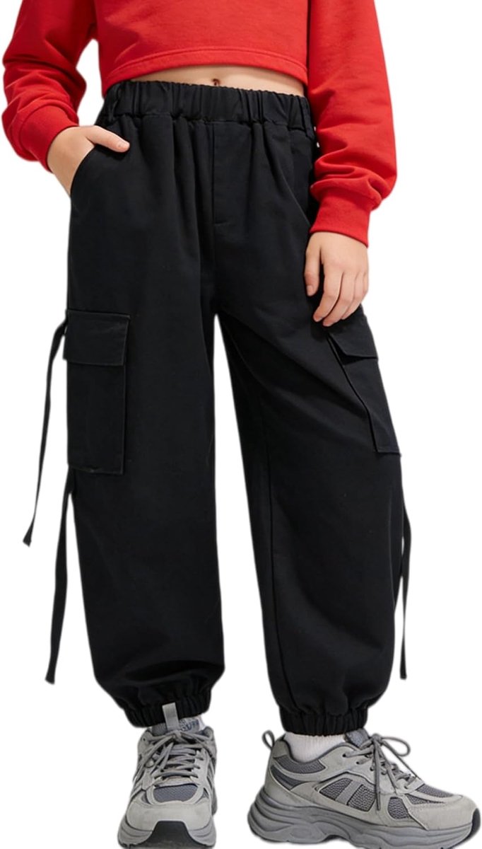 Hiphopbroek voor meisjes, cargobroek met stretch voor jongens, joggers, streetwear en dans