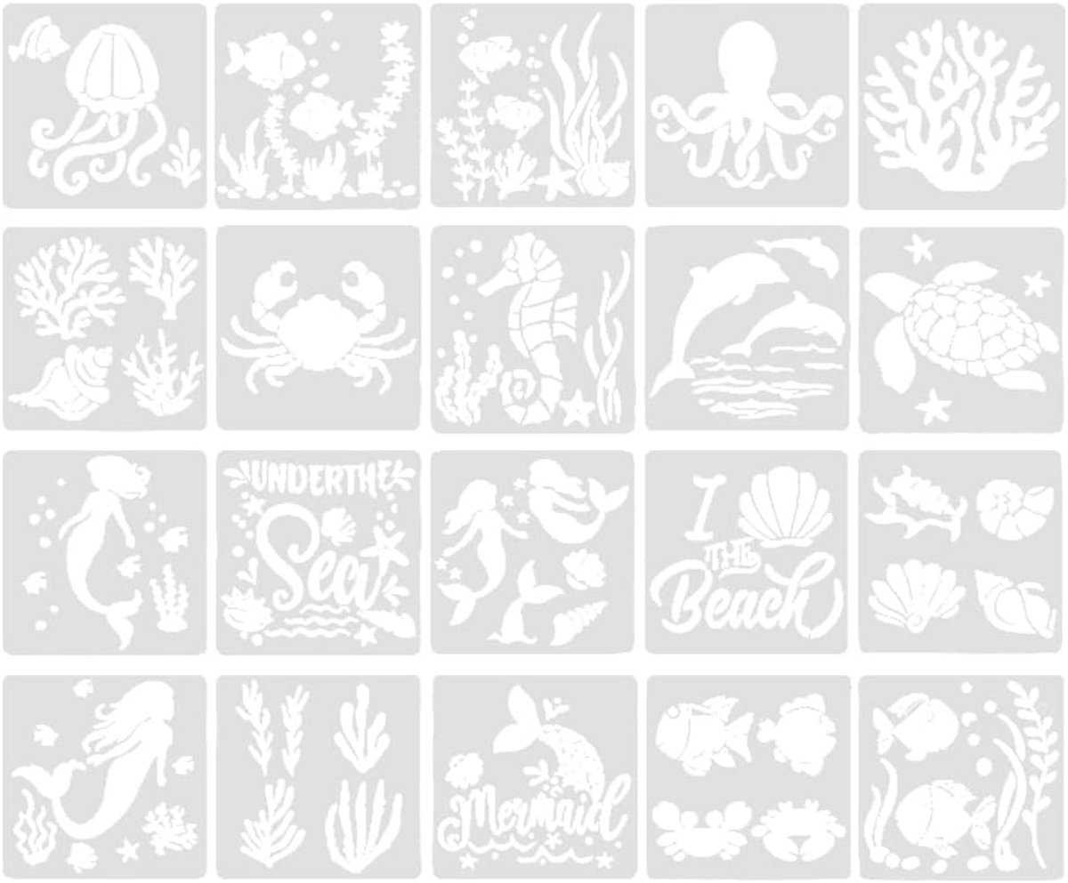 20 Stuks Zee Dieren Schilder Stencils, Plastic Teken Stencils voor Creatieve Projecten en DIY Decoratie