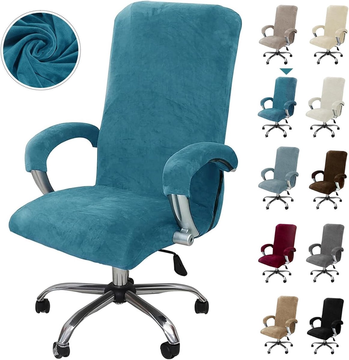 Verstelbare Stoelhoes voor Kantoor- en Gamingstoelen - Elastische Bescherming met Armleuningen - Geschikt voor Diverse Stoeltypes (Paco Blue, X-Large)