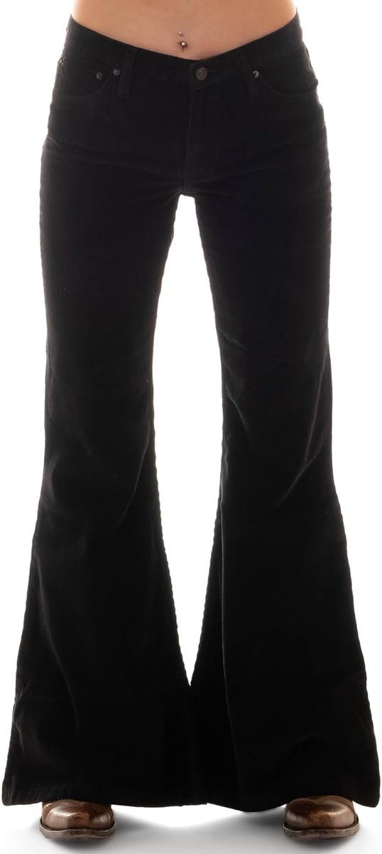 Dames corduroy soulbroek Star zwart jaren 70 hippie look