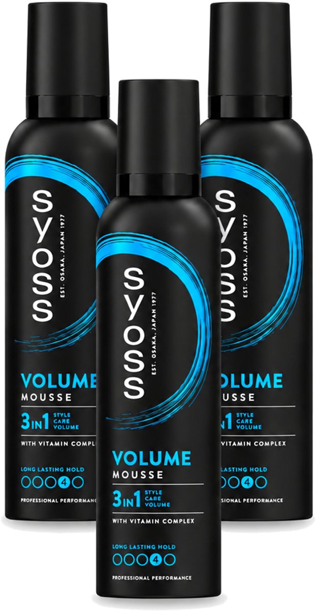 3 x Syoss - Volume - Haarmousse - Langdurige Volume - 250 ml - Voordeelverpakking - 3 stuks