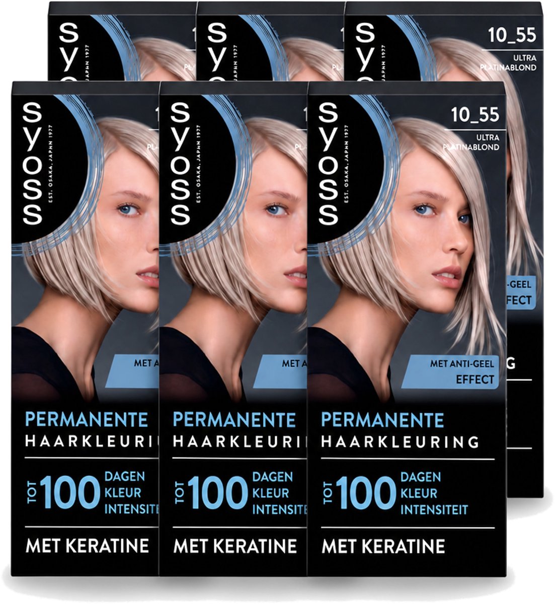 6 x SYOSS - Permanent Coloration 10-55 - Haarverf - Permanente Haarkleuring - Ultra Platina Blond - Grijsdekking - Voordeelverpakking - 6 stuks