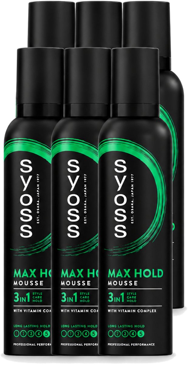 6 x Syoss - Max Hold - Haarmousse - Ultra Sterke Hold - 250 ml - Voordeelverpakking - 6 stuks