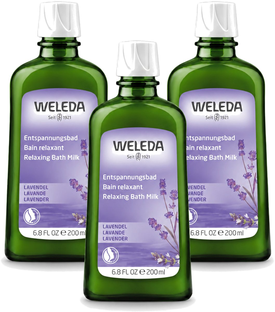 3 x WELEDA - Ontspanningsbadmelk - Lavendel - 200 ml - Voordeelverpakking - 3 stuks