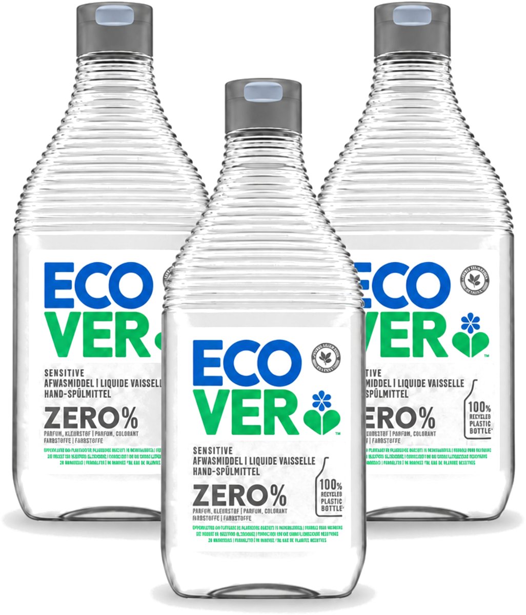 3 x Ecover - Afwasmiddel ZERO - Parfumvrij - 450 ml - Voordeelverpakking - 3 stuks