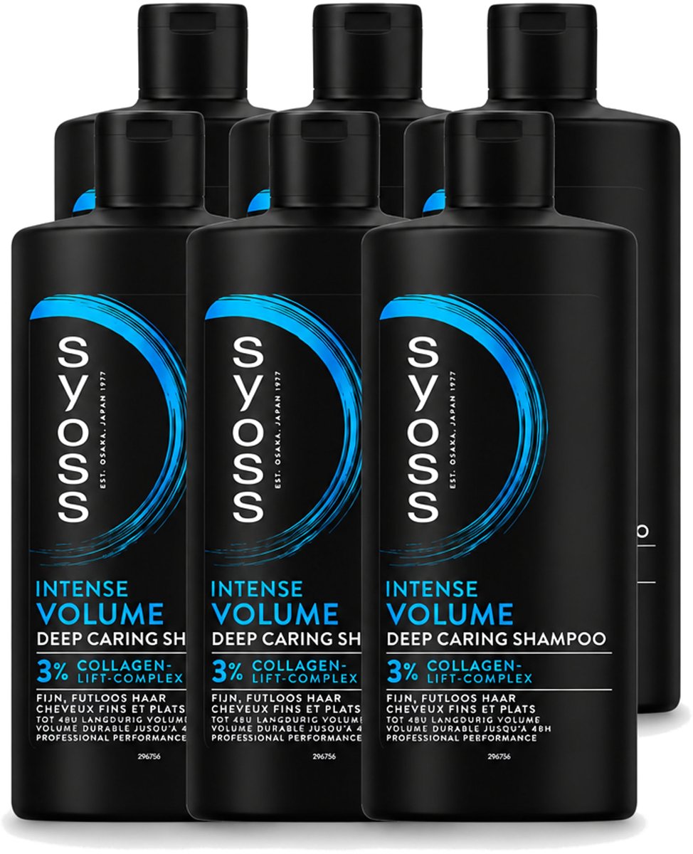 6 x SYOSS - Volume 440 ml - Shampoo - Voor Volumeboost - 440ml - Voordeelverpakking - 6 stuks