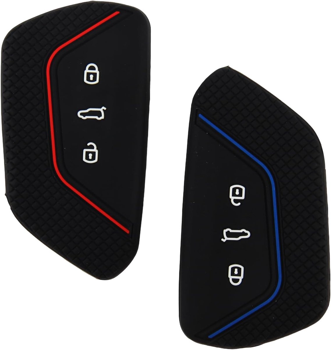 2 stuks, siliconen, sleutelhoes, 3 toetsen, sleutelhoes, bescherming, compatibel met VW Golf 8, Skoda Seat Cupra, zwart