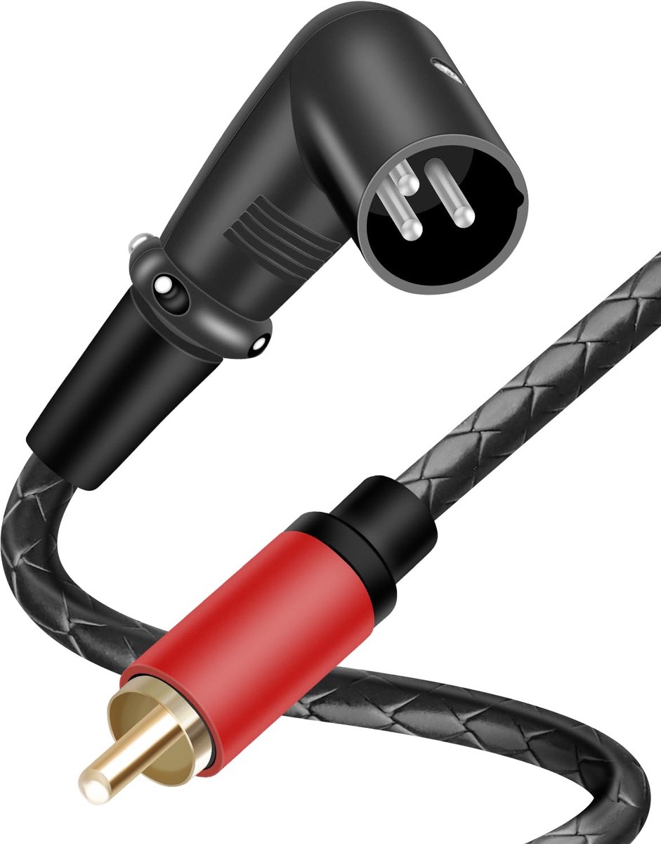 90 Graden 3-pins XLR naar RCA-adapterkabel, Audio-adapterkabel met rechte hoek XLR-stekker naar RCA-stekker voor mixtafels, versterkers, spelers, microfoons ca. (2M)