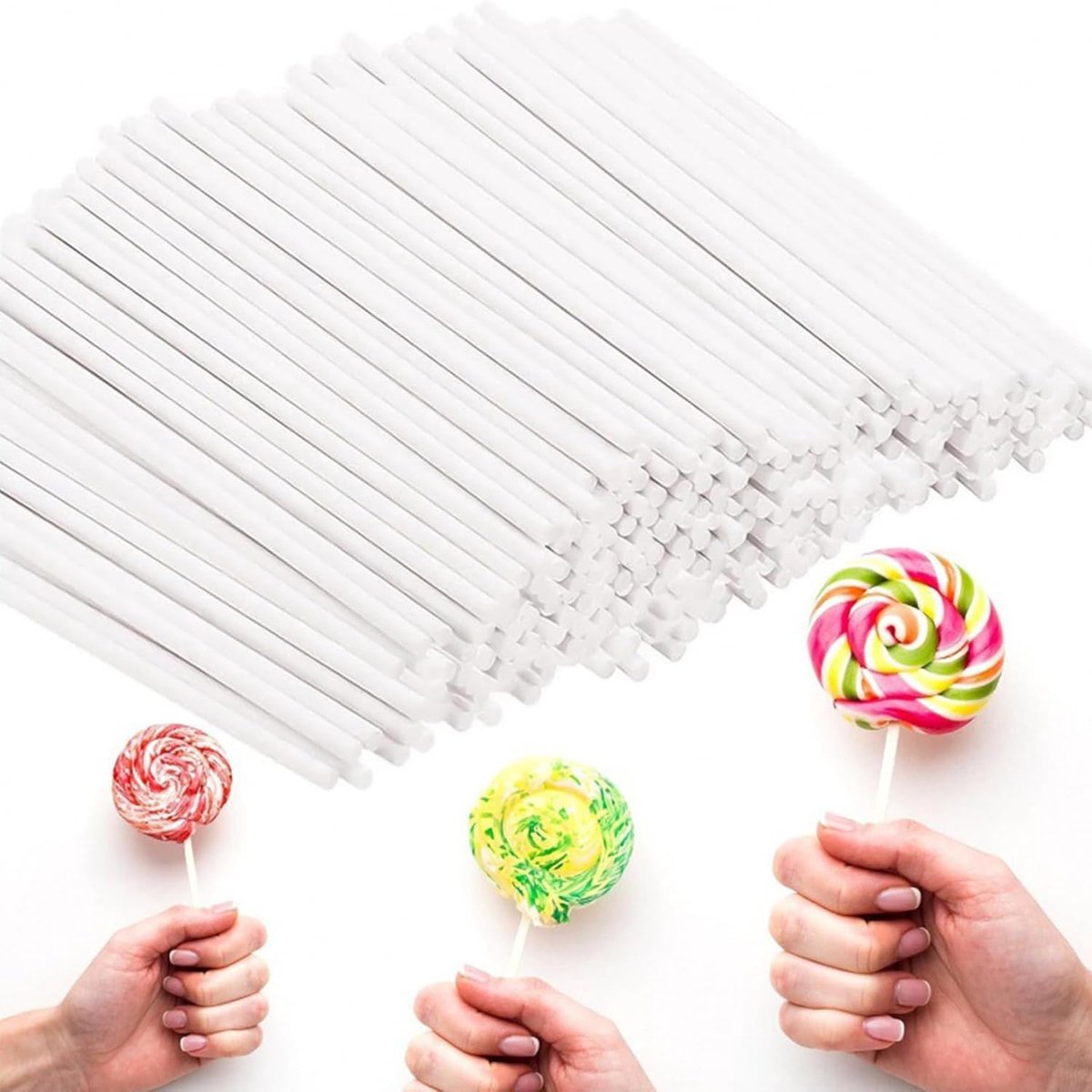 100 stuks papieren staafjes, 150 x 3,5 mm, cake-pop-stelen, lollipop sticks, duurzame taartlolly-accessoires voor feestjes en knutselen