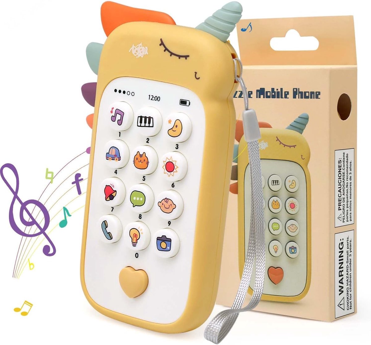 telefoon muziekspeelgoed vanaf 18 maanden, speeltelefoon vanaf 18 maanden, speelgoedmobiele telefoon met muzieklichten, babytelefooncadeau voor meisjes en jongens (Engelse versie)