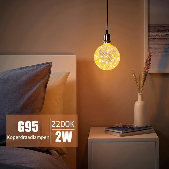 Lamp E27 2W Vintage Edison Ingebouwde lichtsnoeren G95 Φ95mm — afbeelding 2