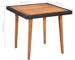 5-delige Zwart-bruine Eetset, Vintage Polyrotan Tuinmeubilai