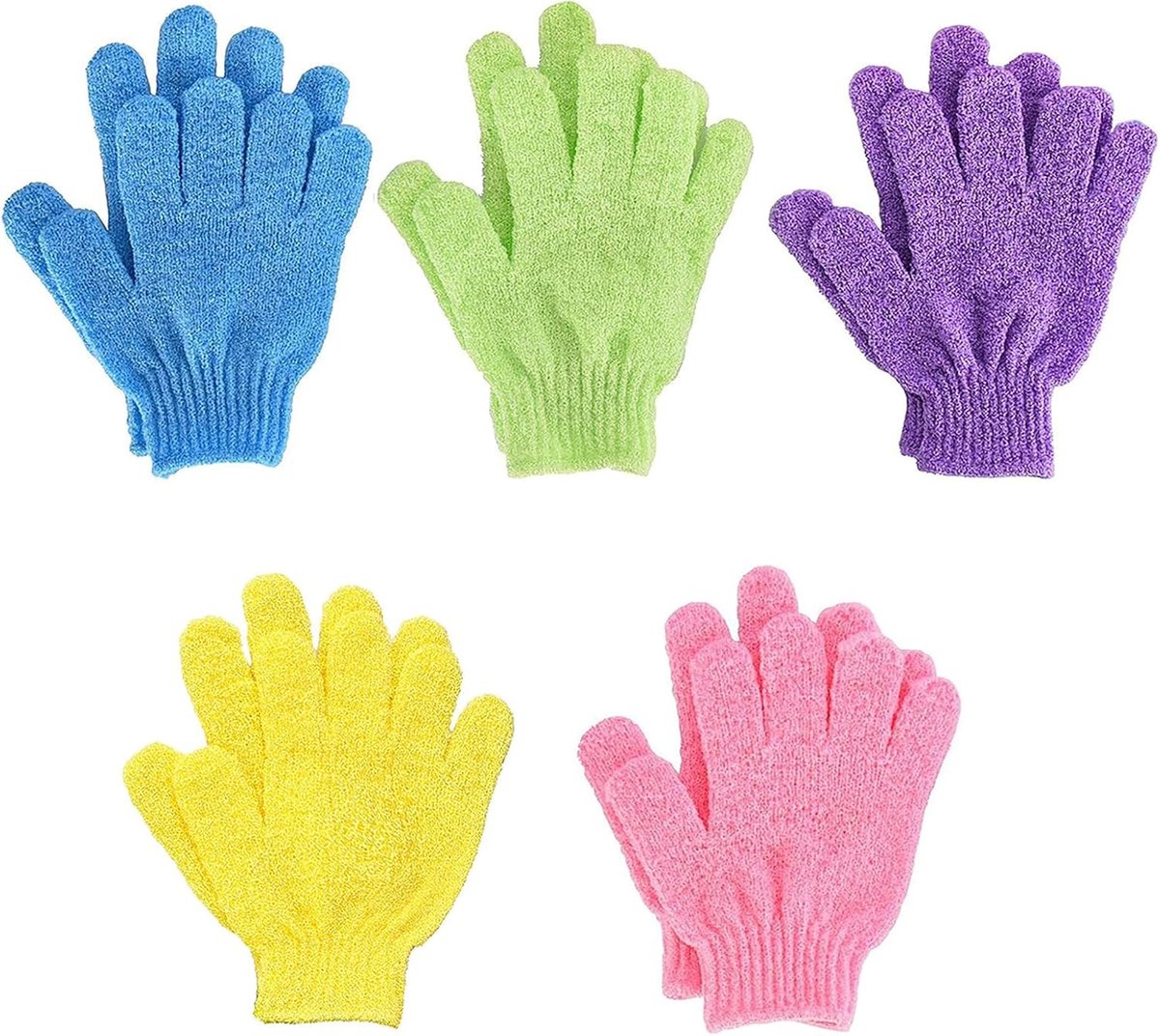 scrubhandschoenen, dubbelzijdig voor douche, 10 stuks, voor mannen, vrouwen, kinderen