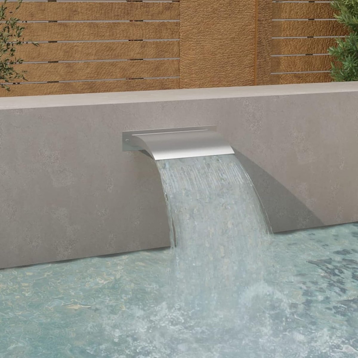 Fontein, waterval, tuin, voor zwembad, vijver, van roestvrij staal, 45 x 26 x 9 cm, tuinfontein, vijverfontein, waterval