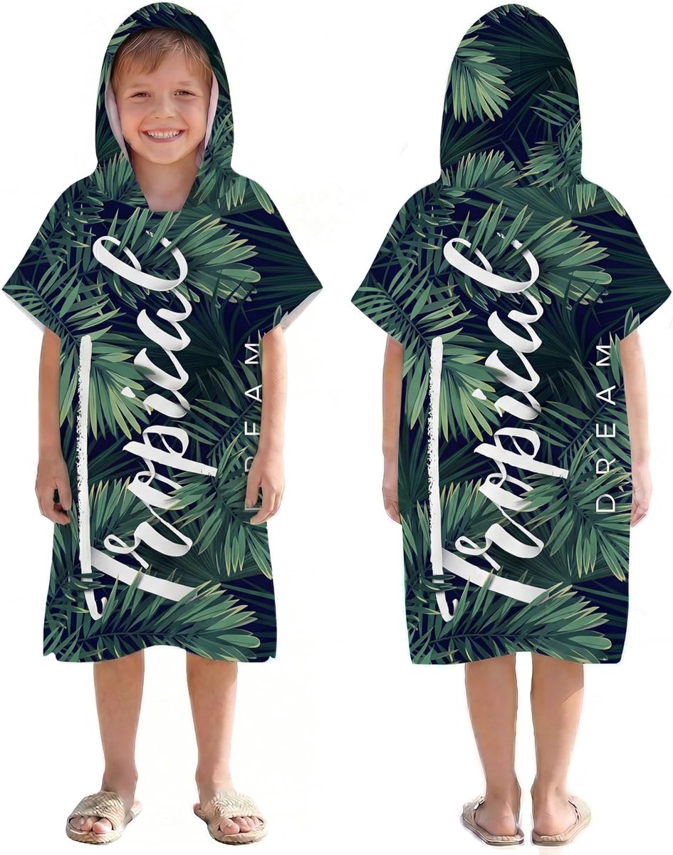 Sneldrogende surfponcho, omkleedhanddoek met capuchon voor kinderen, van microvezel, geschikt voor zwemmen, strand, surfen, duiken, thuis, warmwaterbronnen of na het baden