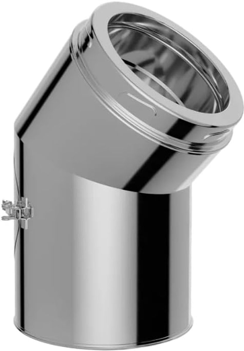 Stalen verzetboog met opening - ovennieboog voor schoorsteen in alle diameters en hoeken (Ø 130 mm, hoek 45 ° m. opening)