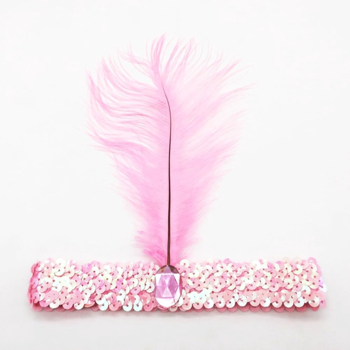 Hoofdband met veren en pailletten, 2 stuks, haaraccessoires van veren, jaren 20-accessoire, haarband, hoofdsieraad voor vrouwen en meisjes, party, maskerade, podiumshow, themafeest, carnaval, roze