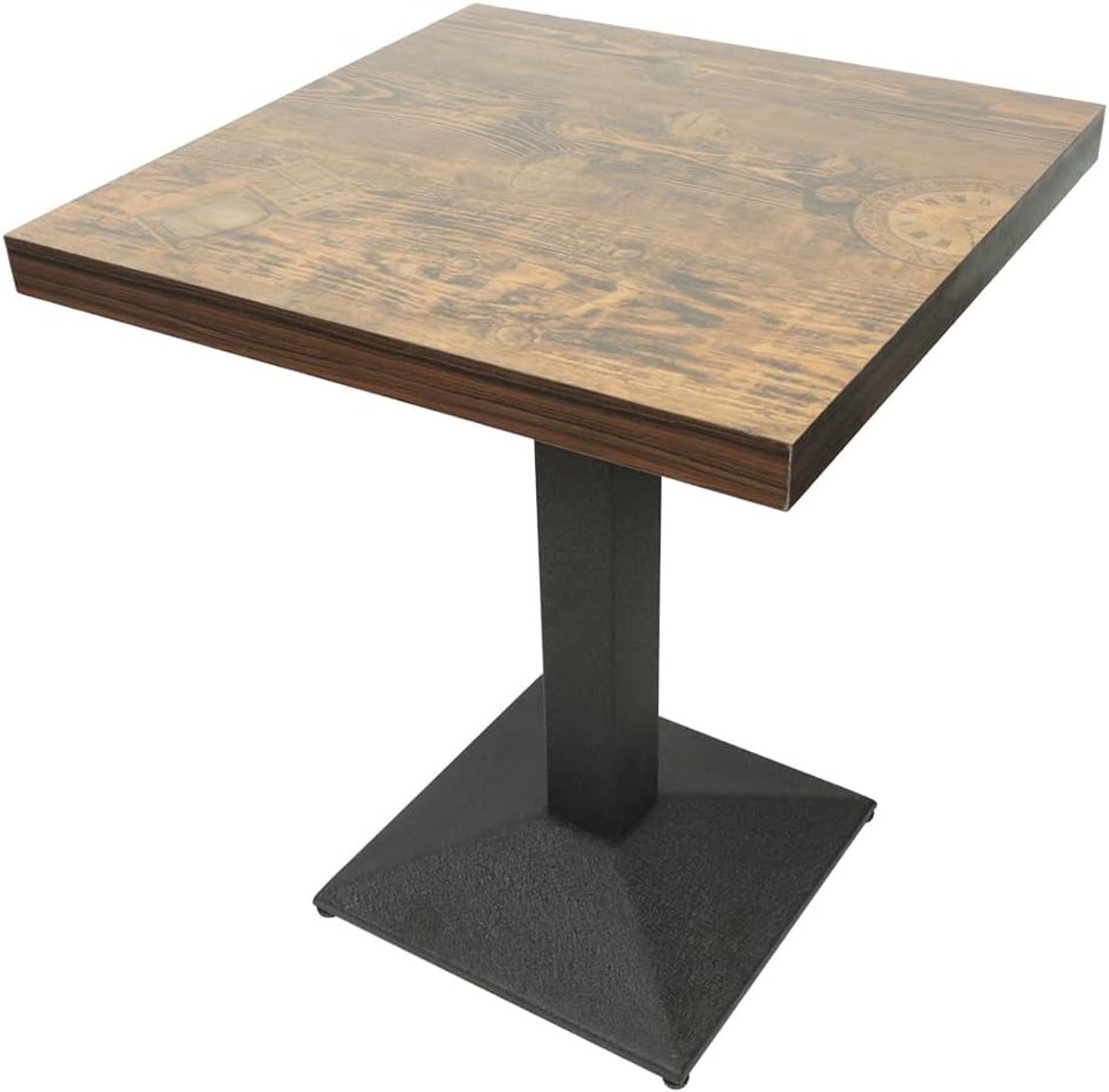 Bartafel, restaurant, vierkant, met centrale voet, staande eettafel, voor eetkamer, woonkamer, balkon, MDF (klok, 60 x 60 x 75 cm)
