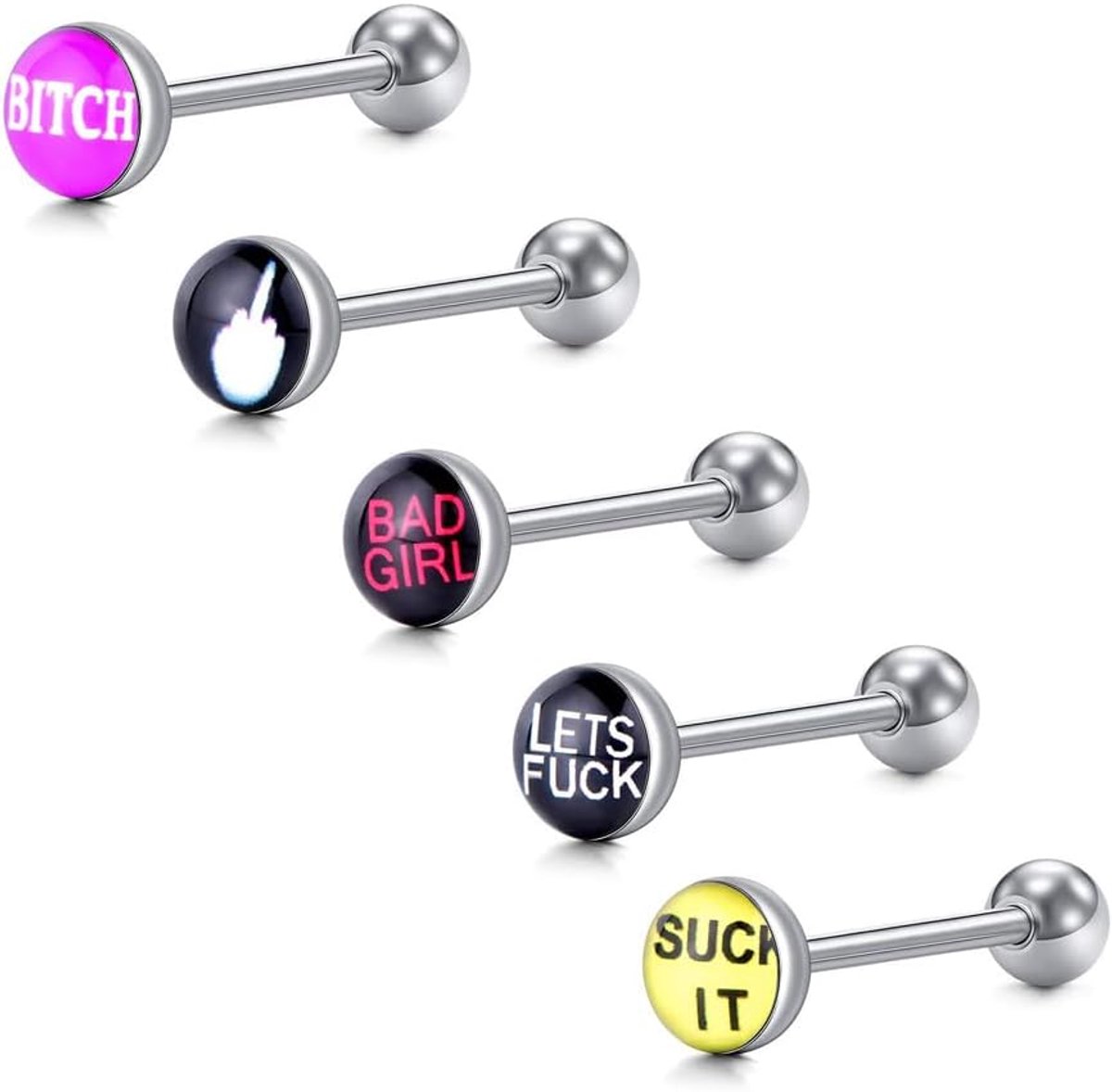 5-8st Zungenpiercing Zunge Barbell Set 14G Chirurgenstahl 16mm Stab Piercing Punk
