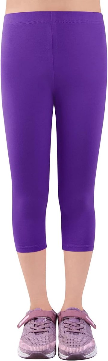 2723 Driekwartlegging voor meisjes, capribroek van katoen, schoolkleding, leeftijd 4-18 jaar, enkele verpakking lila, 122/128 cm
