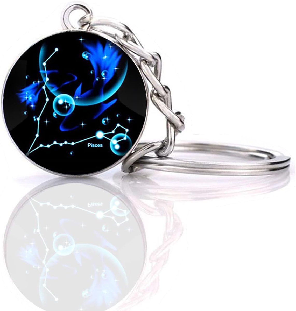 Zodiac 12 Constellation Glow In The Dark Creative Galaxy sleutelhanger - zilver - One size