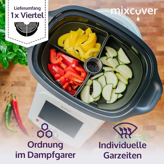 Monsieur Cuisine Siliconen stoompan, scheidingswand - kwart indeling voor Monsieur Cuisine Connect Edition Plus MCC MCEP Quarter — afbeelding 2
