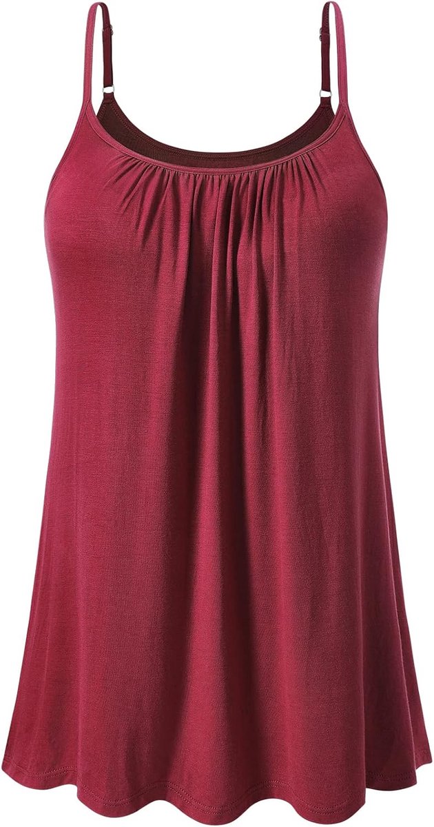 Dames verstelbare spaghetti tops geïntegreerde beha onderhemd losse mouwloze blouse S-XXXXL