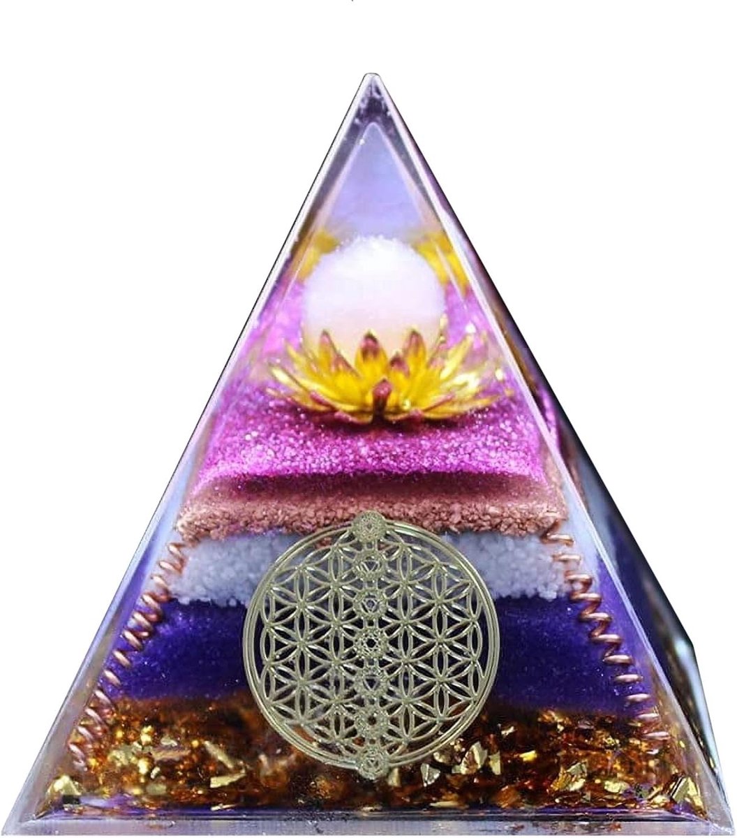 7 Chakra Piramide Bloem Van Het Leven Lotus Grote Piramide,Helende Kristallen Meditatie Chakra Kristallen(Groot 8cm/3.15'')