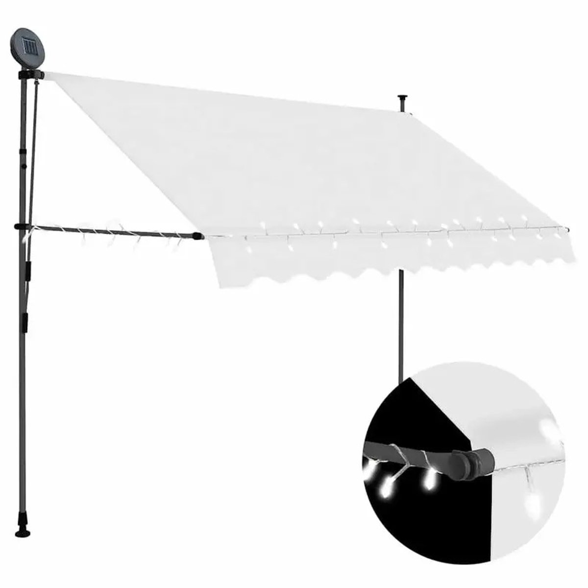 Gudalio Luifel - Klemluifel - Zonwering - Buiten - LED - UV-bestendig - Waterafstotend - Zonder boren - Handbediend - 300 cm - Beige